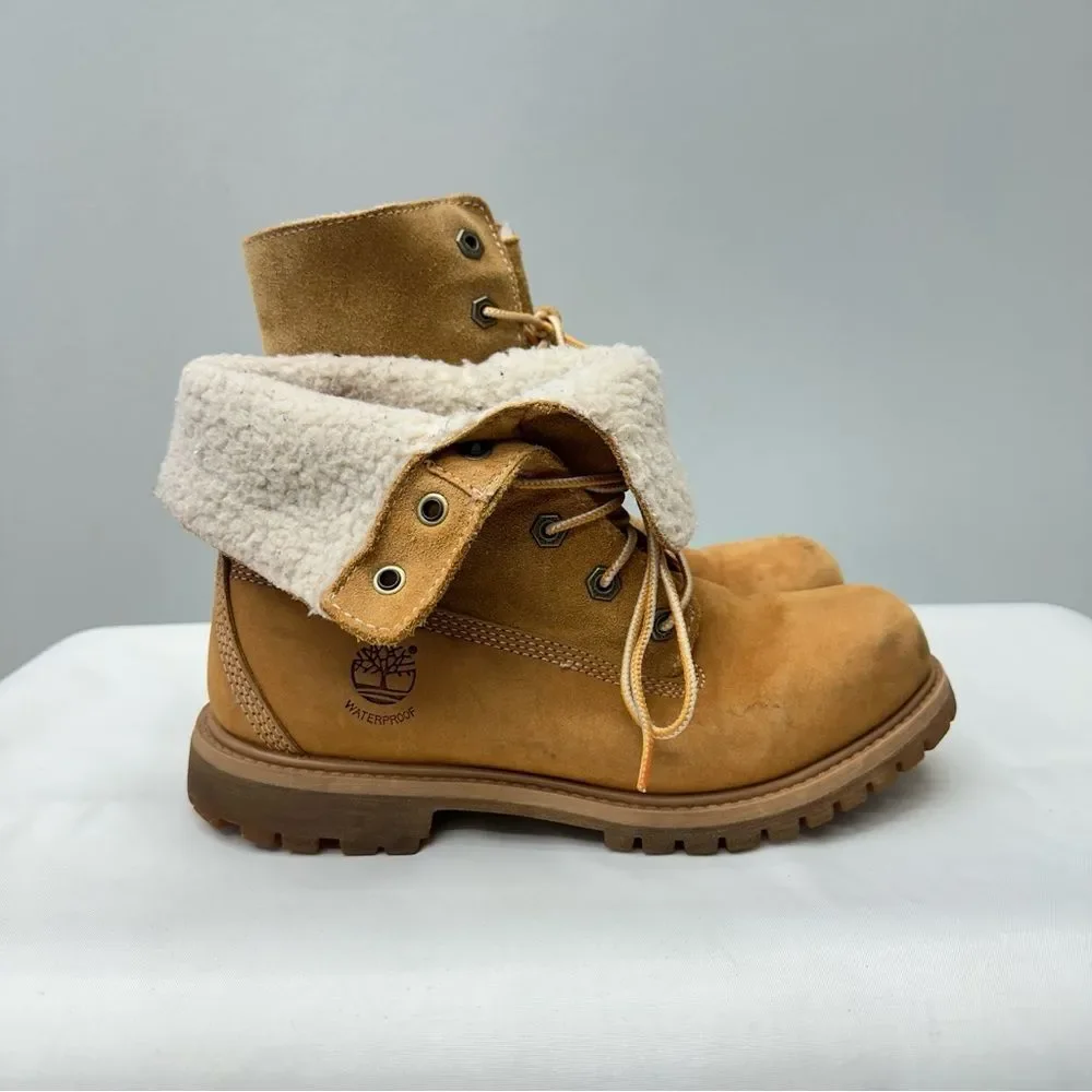 Timberland teddy lace up fold over boots leather brown women's 6 fully lined - Picture 4 of 9